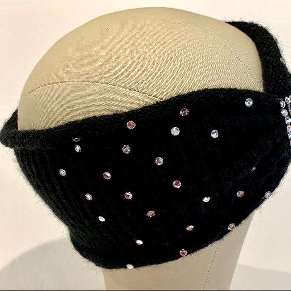 CG New York Bedazzled Black Acrylic Sparkly Winter Headband - Picture 2 of 5